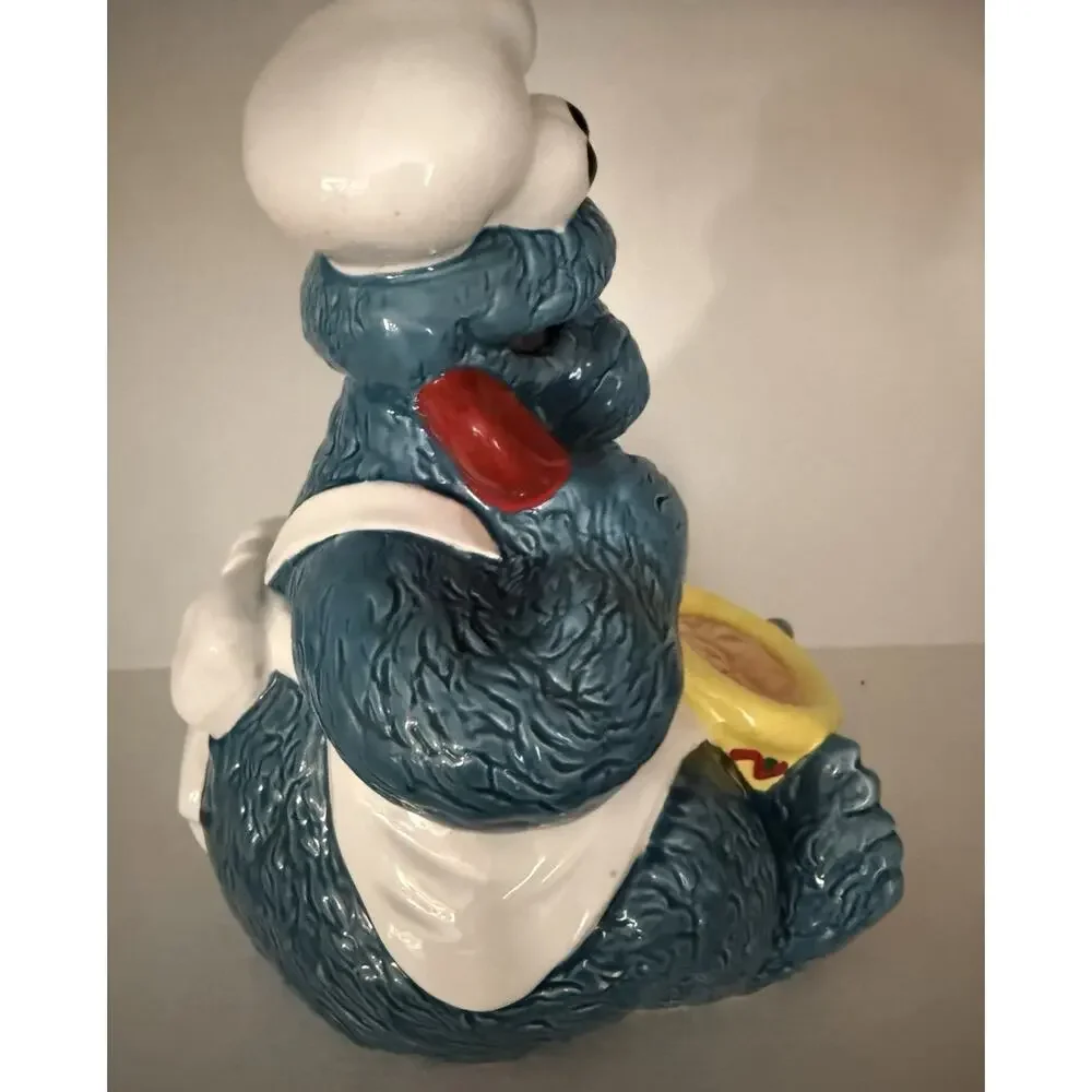 Vintage 1993 Jim Henson Sesame Street Cookie Monster ceramic cookie jar w/ lid